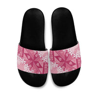 Bula Fiji Plumeria Tagimoucia Salusalu Pink Slide Sandals Kaiviti Masi LT7 Pink - Polynesian Pride