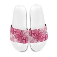 Bula Fiji Plumeria Tagimoucia Salusalu Pink Slide Sandals Kaiviti Masi LT7 Pink - Polynesian Pride