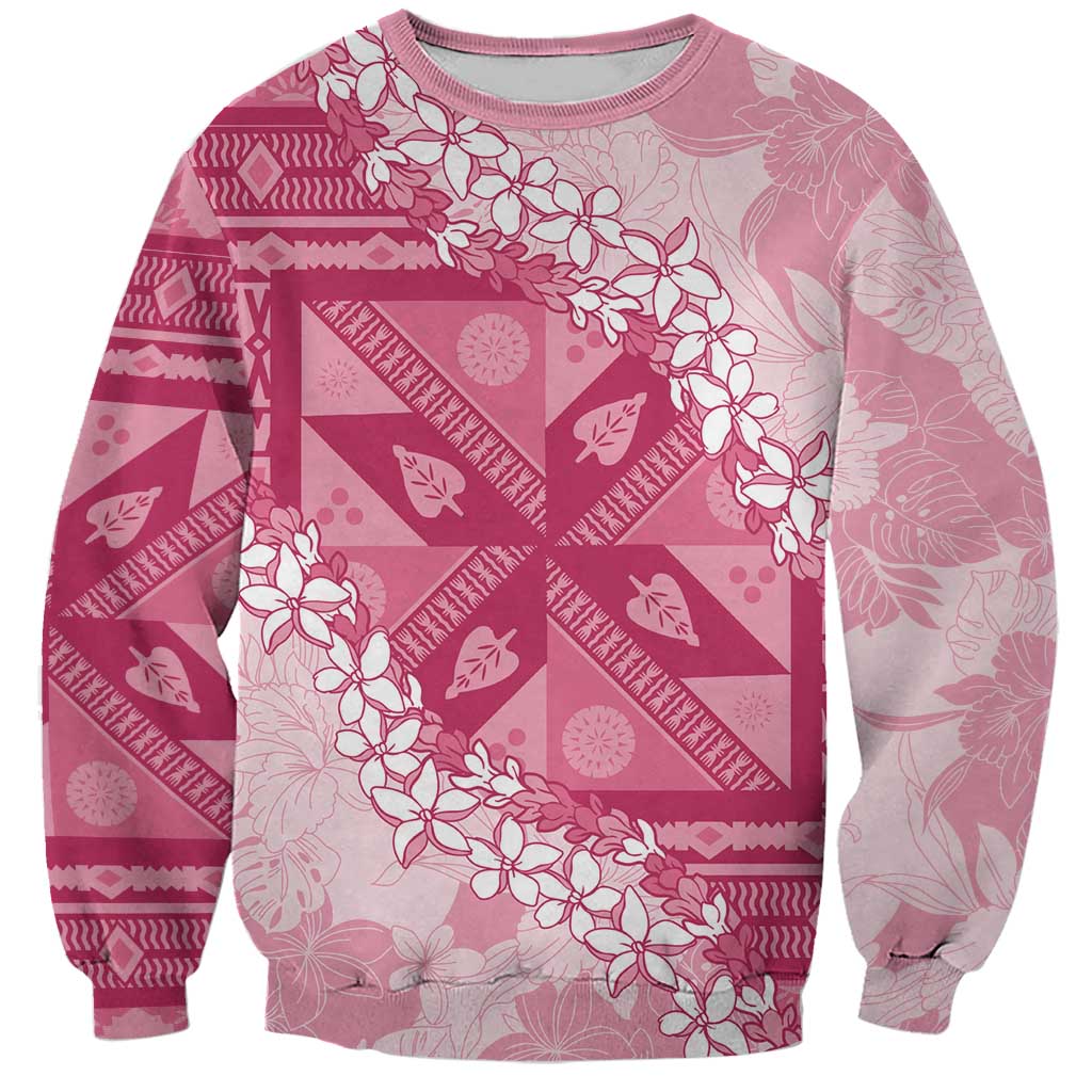 Bula Fiji Plumeria Tagimoucia Salusalu Pink Sweatshirt Kaiviti Masi LT7 Unisex Pink - Polynesian Pride