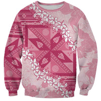 Bula Fiji Plumeria Tagimoucia Salusalu Pink Sweatshirt Kaiviti Masi LT7 Unisex Pink - Polynesian Pride
