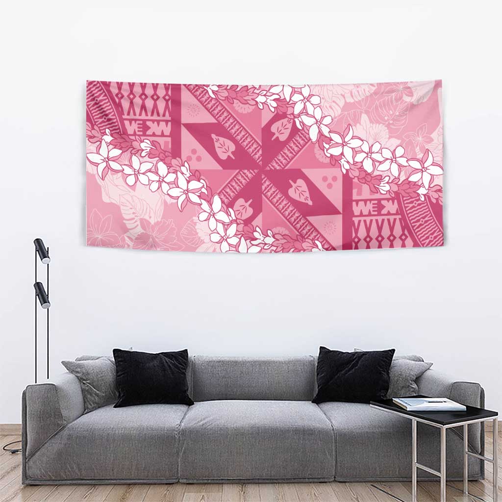 Bula Fiji Plumeria Tagimoucia Salusalu Pink Tapestry Kaiviti Masi - Polynesian Pride