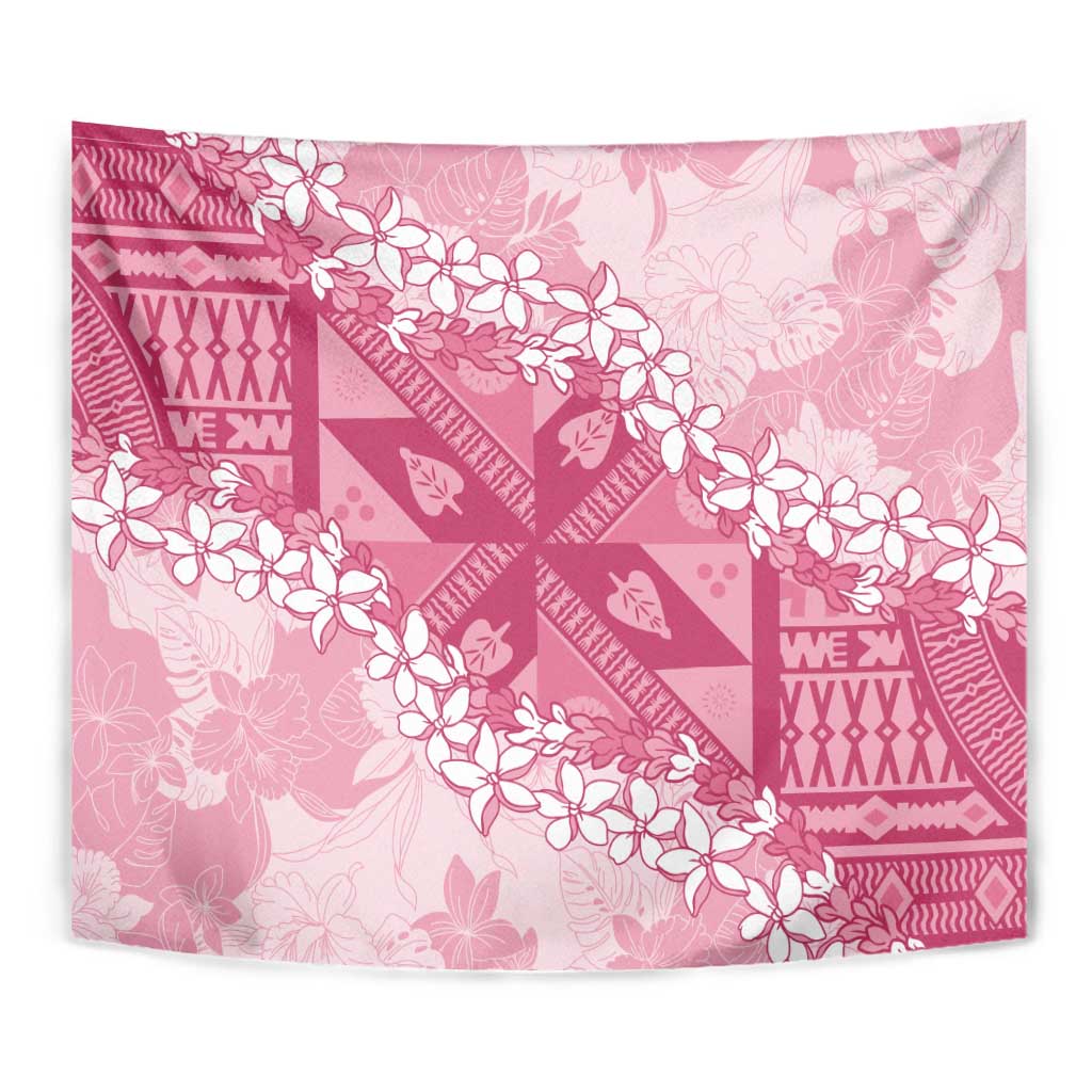 Bula Fiji Plumeria Tagimoucia Salusalu Pink Tapestry Kaiviti Masi - Polynesian Pride