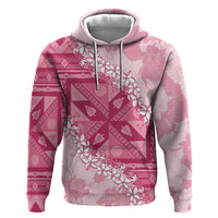 Bula Fiji Plumeria Tagimoucia Salusalu Pink Zip Hoodie Kaiviti Masi - Polynesian Pride