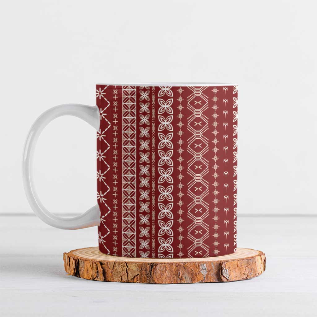 Women's Day Samoa Malu Tattoo Inspired Mix Teuila Ceramic Mug Scarlet