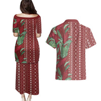 Women's Day Samoa Malu Tattoo Inspired Mix Teuila Couples Matching Puletasi and Hawaiian Shirt Scarlet