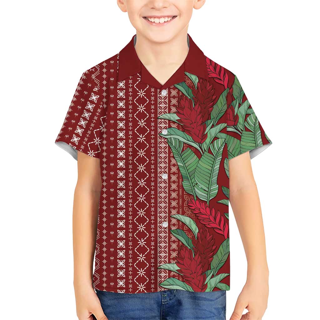 Women's Day Samoa Malu Tattoo Inspired Mix Teuila Family Matching Off The Shoulder Long Sleeve Dress and Hawaiian Shirt Scarlet