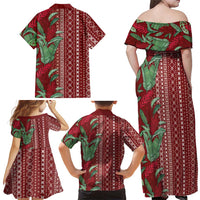 Women's Day Samoa Malu Tattoo Inspired Mix Teuila Family Matching Off Shoulder Maxi Dress and Hawaiian Shirt Scarlet