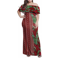 Women's Day Samoa Malu Tattoo Inspired Mix Teuila Family Matching Off Shoulder Maxi Dress and Hawaiian Shirt Scarlet