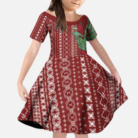 Women's Day Samoa Malu Tattoo Inspired Mix Teuila Family Matching Off Shoulder Short Dress and Hawaiian Shirt Scarlet
