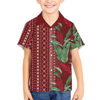 Women's Day Samoa Malu Tattoo Inspired Mix Teuila Family Matching Off Shoulder Short Dress and Hawaiian Shirt Scarlet