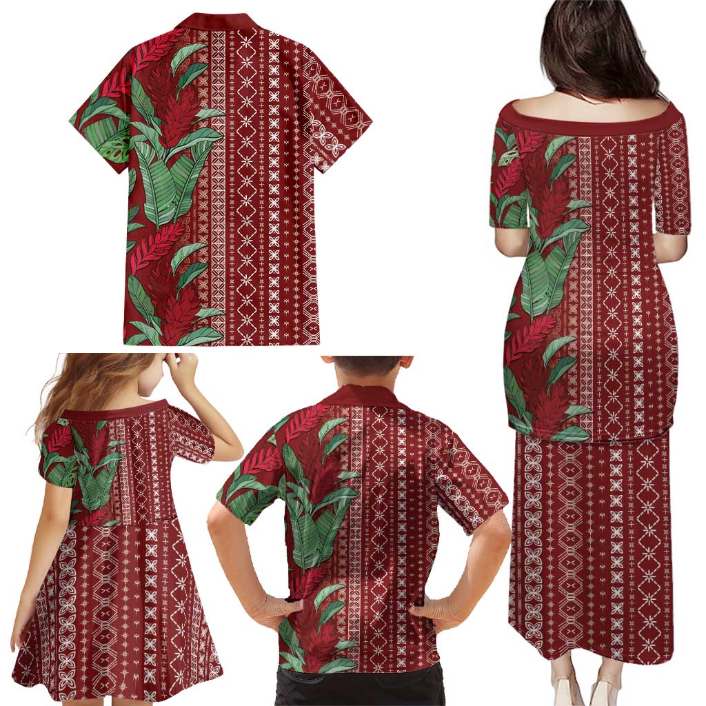 Women's Day Samoa Malu Tattoo Inspired Mix Teuila Family Matching Puletasi and Hawaiian Shirt Scarlet
