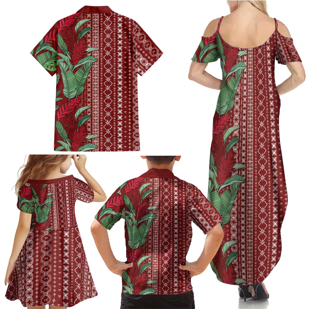 Women's Day Samoa Malu Tattoo Inspired Mix Teuila Family Matching Summer Maxi Dress and Hawaiian Shirt Scarlet