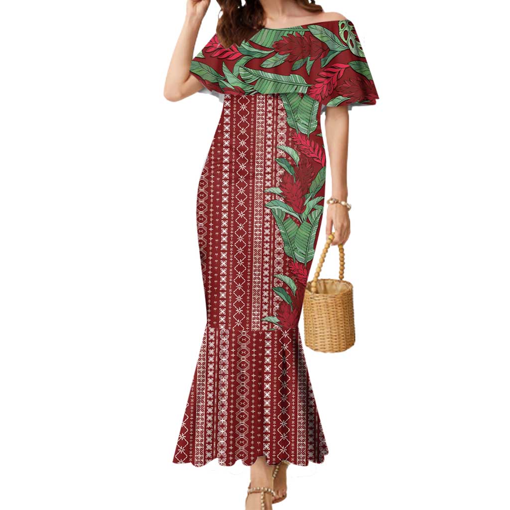 Women's Day Samoa Malu Tattoo Inspired Mix Teuila Mermaid Dress Scarlet