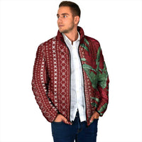 Women's Day Samoa Malu Tattoo Inspired Mix Teuila Padded Jacket Scarlet