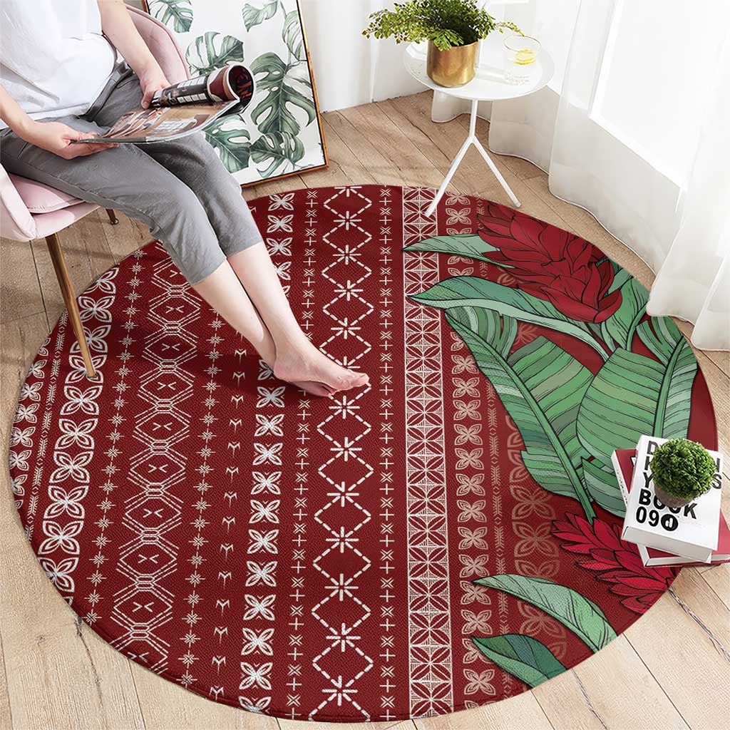 Women's Day Samoa Malu Tattoo Inspired Mix Teuila Round Carpet Scarlet