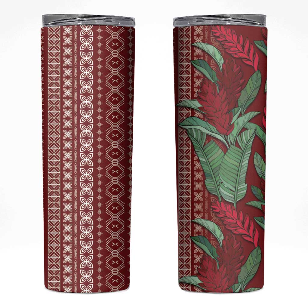 Women's Day Samoa Malu Tattoo Inspired Mix Teuila Skinny Tumbler Scarlet LT7 Scarlet - Polynesian Pride