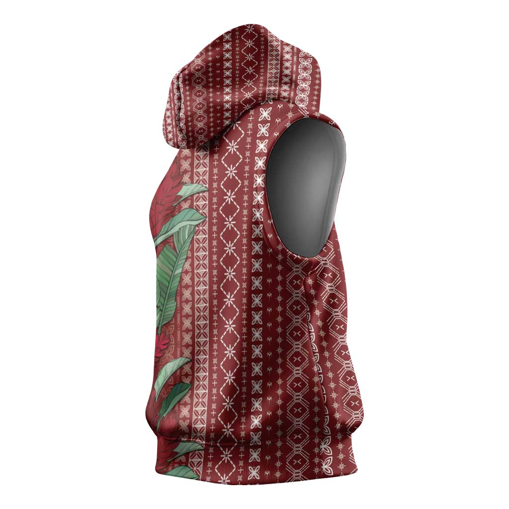 Women's Day Samoa Malu Tattoo Inspired Mix Teuila Sleeveless Hoodie Scarlet