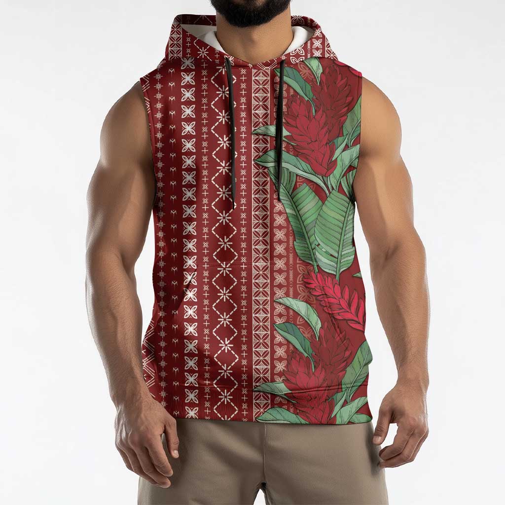 Women's Day Samoa Malu Tattoo Inspired Mix Teuila Sleeveless Hoodie Scarlet