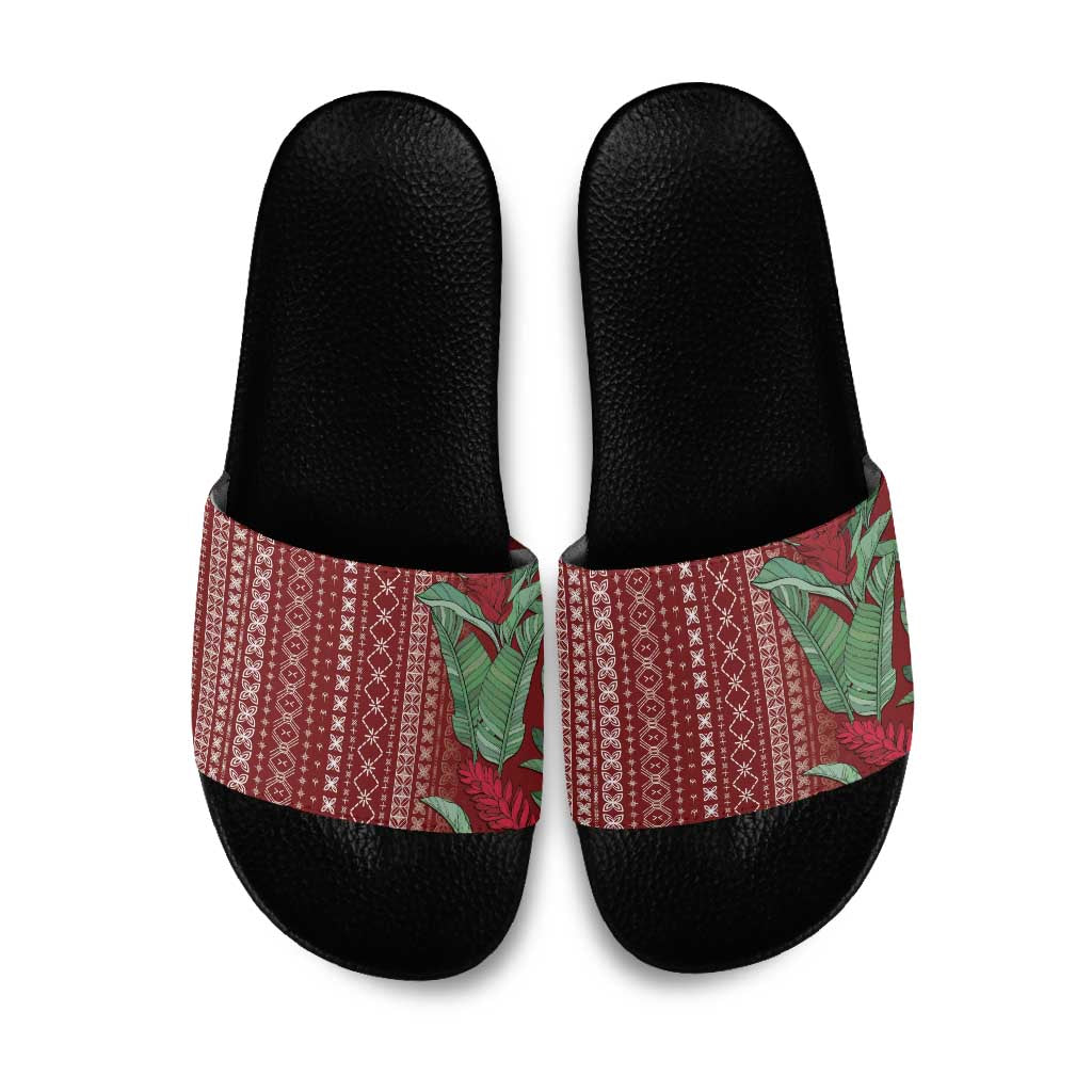 Women's Day Samoa Malu Tattoo Inspired Mix Teuila Slide Sandals Scarlet