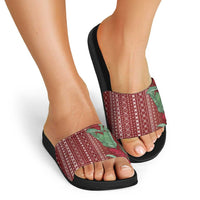 Women's Day Samoa Malu Tattoo Inspired Mix Teuila Slide Sandals Scarlet