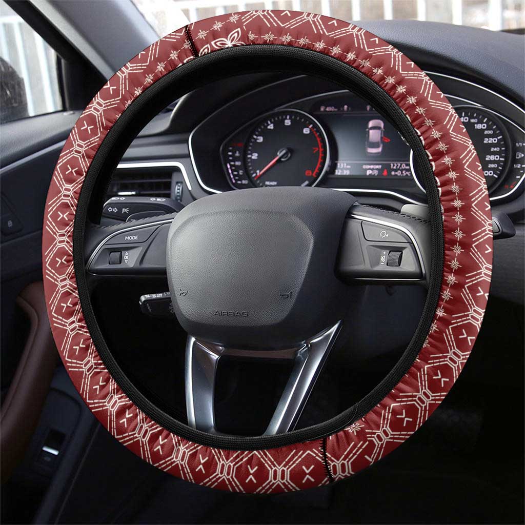 Women's Day Samoa Malu Tattoo Inspired Mix Teuila Steering Wheel Cover Scarlet LT7 - Polynesian Pride