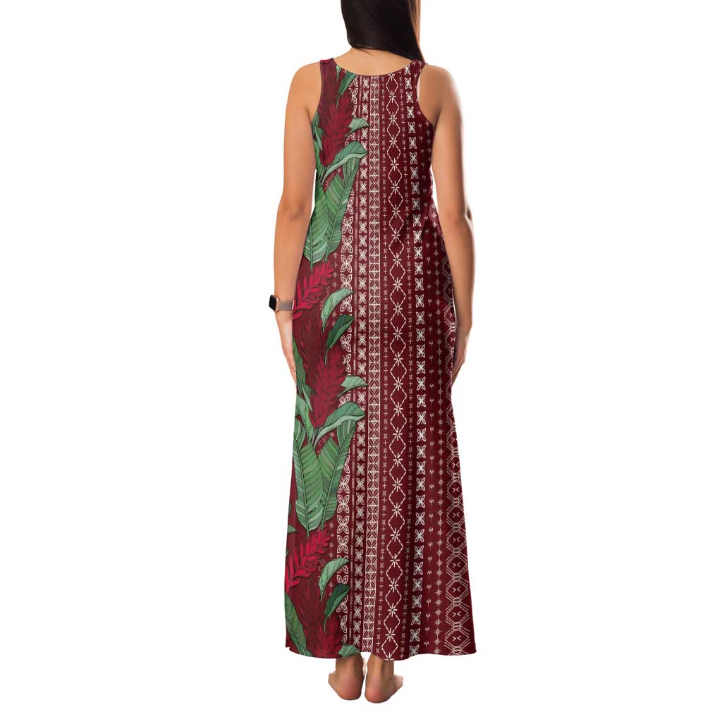 Women's Day Samoa Malu Tattoo Inspired Mix Teuila Tank Maxi Dress Scarlet