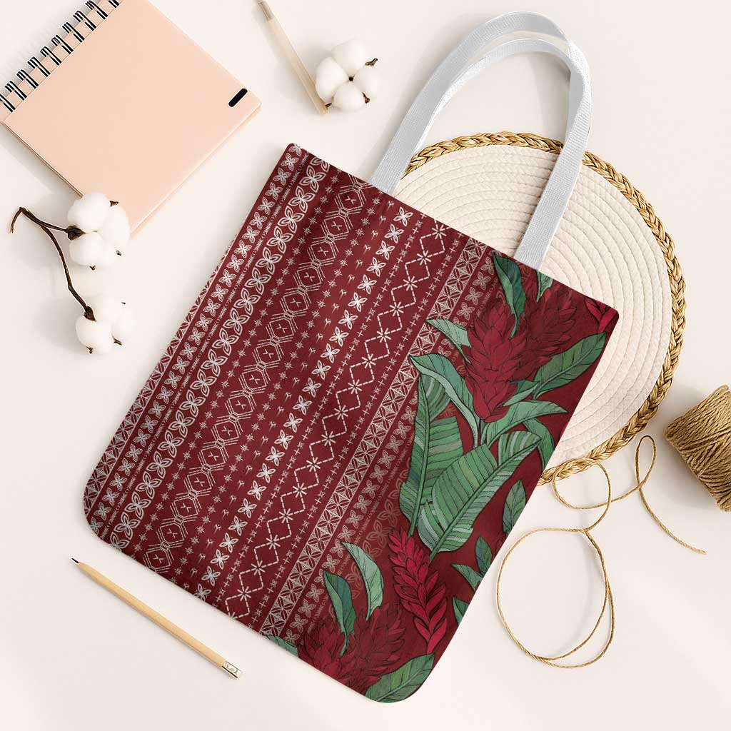 Women's Day Samoa Malu Tattoo Inspired Mix Teuila Tote Bag Scarlet LT7 White Strap One Size Scarlet - Polynesian Pride