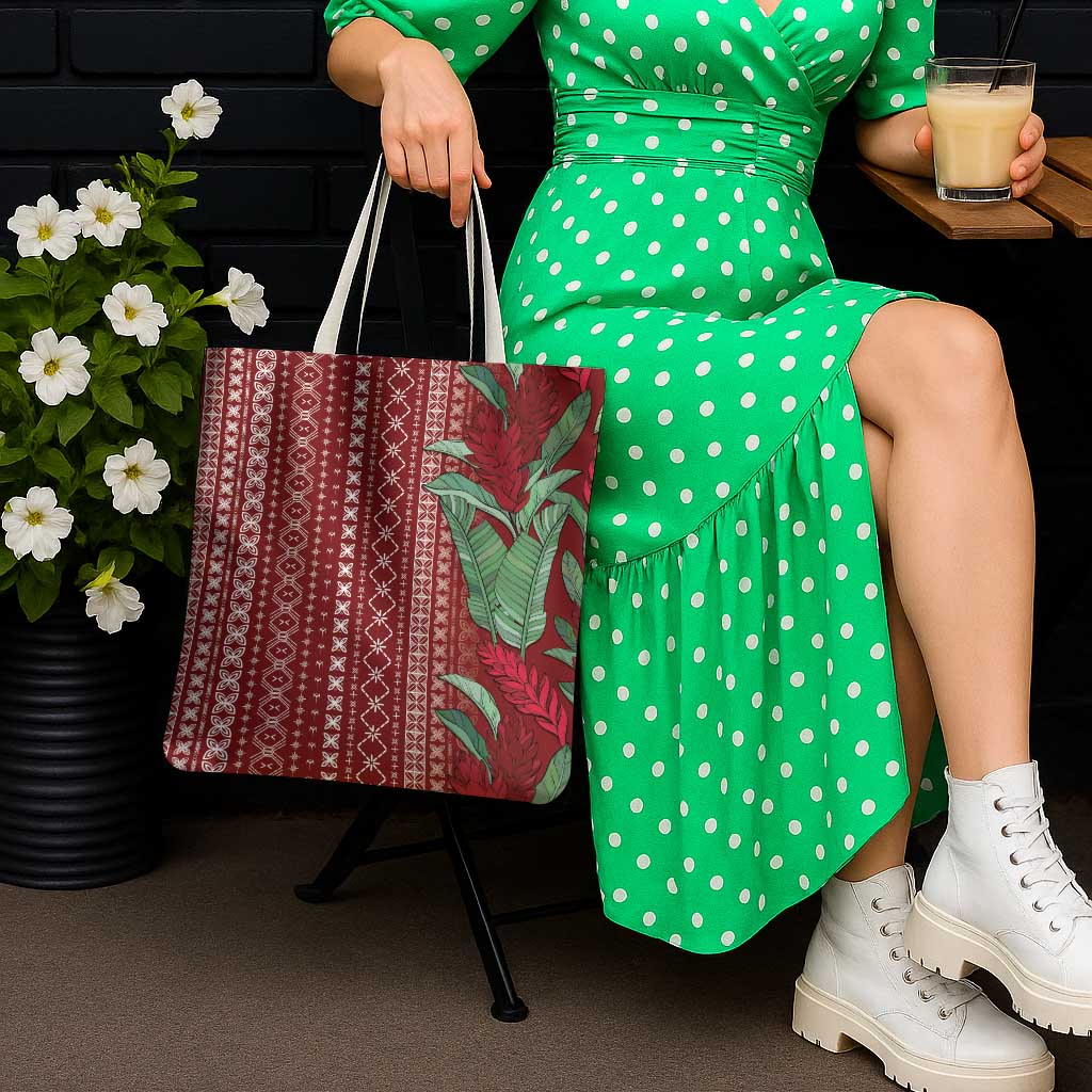 Women's Day Samoa Malu Tattoo Inspired Mix Teuila Tote Bag Scarlet LT7 - Polynesian Pride