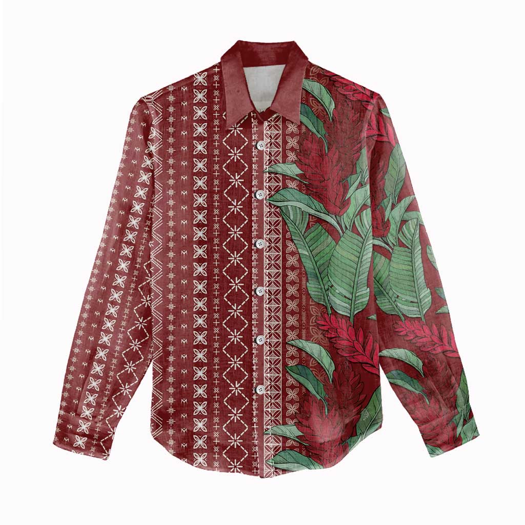 Women's Day Samoa Malu Tattoo Inspired Mix Teuila Women Casual Shirt Scarlet LT7 - Polynesian Pride