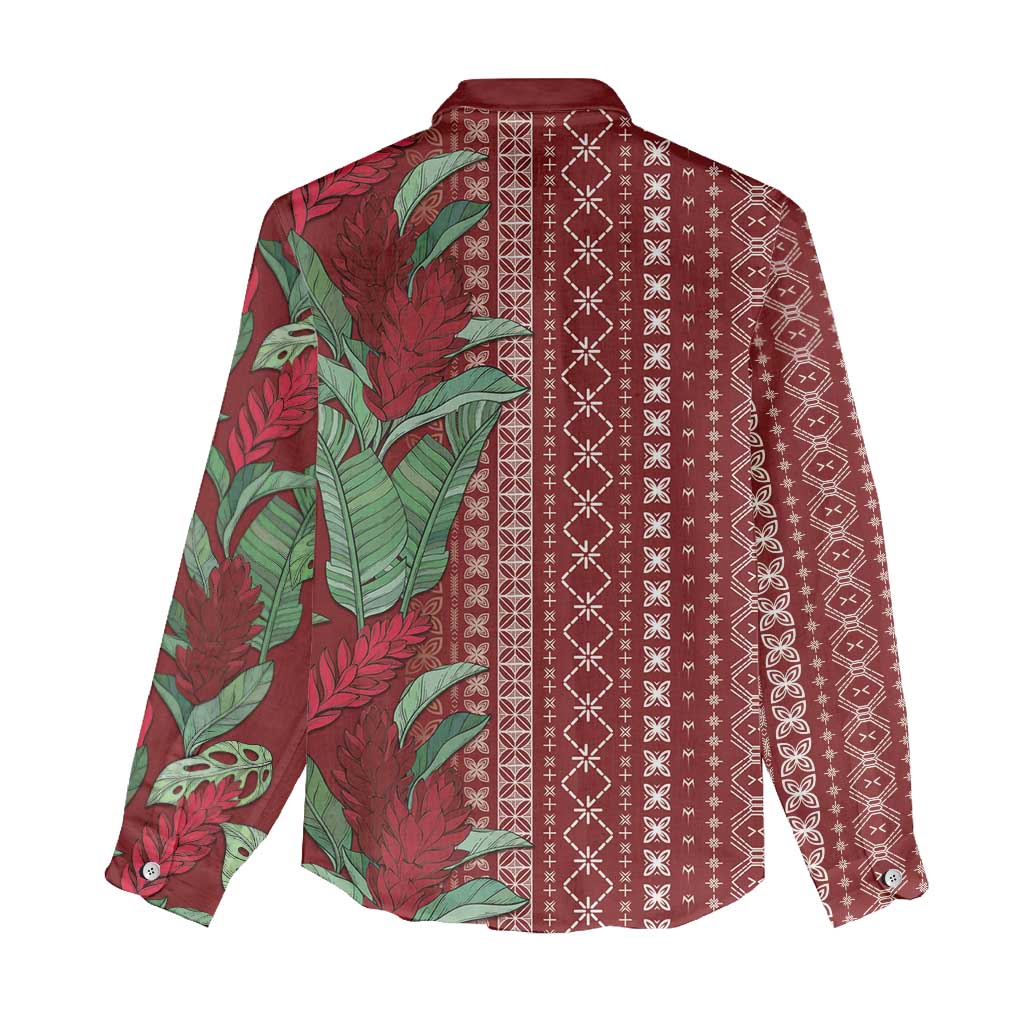 Women's Day Samoa Malu Tattoo Inspired Mix Teuila Women Casual Shirt Scarlet LT7 - Polynesian Pride