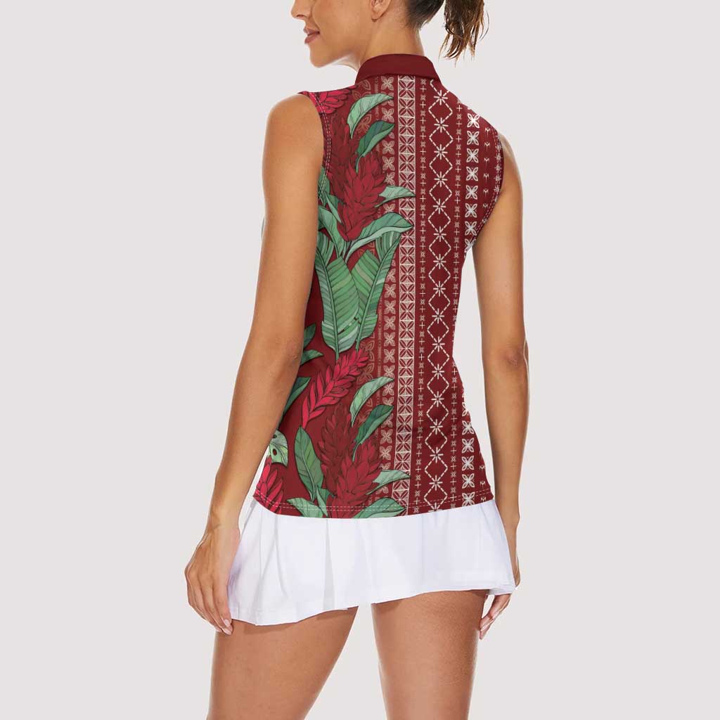 Women's Day Samoa Malu Tattoo Inspired Mix Teuila Women Sleeveless Polo Shirt Scarlet