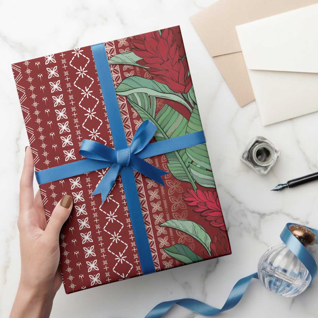 Women's Day Samoa Malu Tattoo Inspired Mix Teuila Wrapping Paper Scarlet