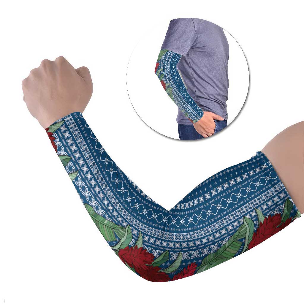 Women's Day Samoa Malu Tattoo Inspired Mix Teuila Arm Sleeves Royal Blue LT7 Set of 2 Royal Blue - Polynesian Pride