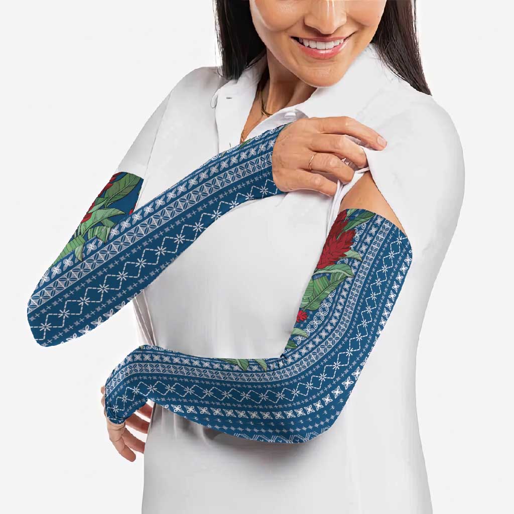 Women's Day Samoa Malu Tattoo Inspired Mix Teuila Arm Sleeves Royal Blue LT7 - Polynesian Pride