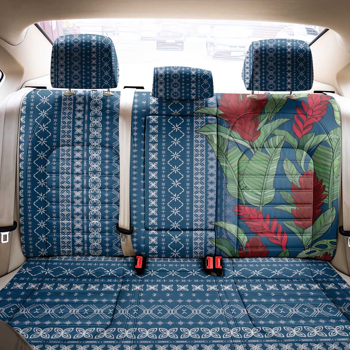 Women's Day Samoa Malu Tattoo Inspired Mix Teuila Back Car Seat Cover Royal Blue