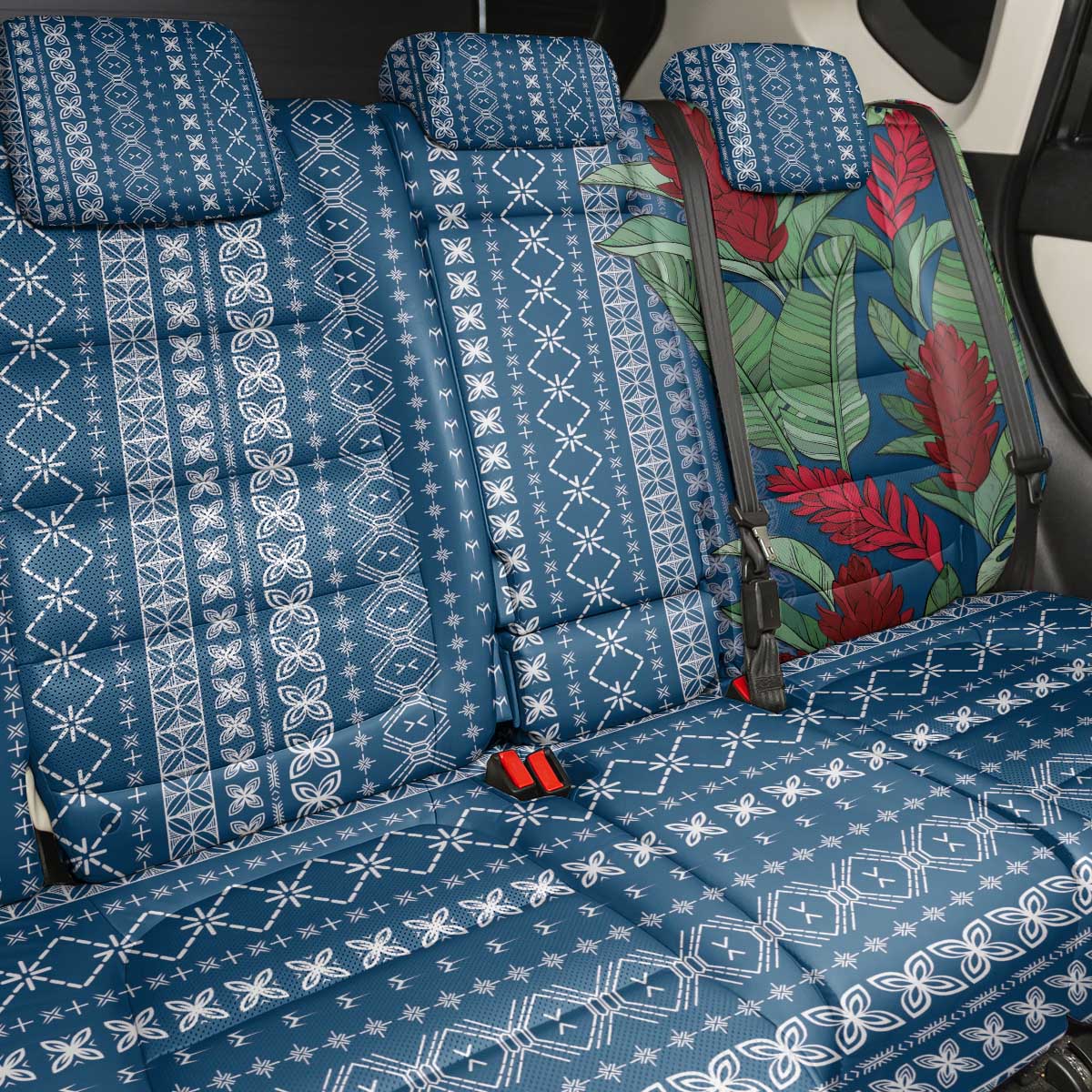 Women's Day Samoa Malu Tattoo Inspired Mix Teuila Back Car Seat Cover Royal Blue