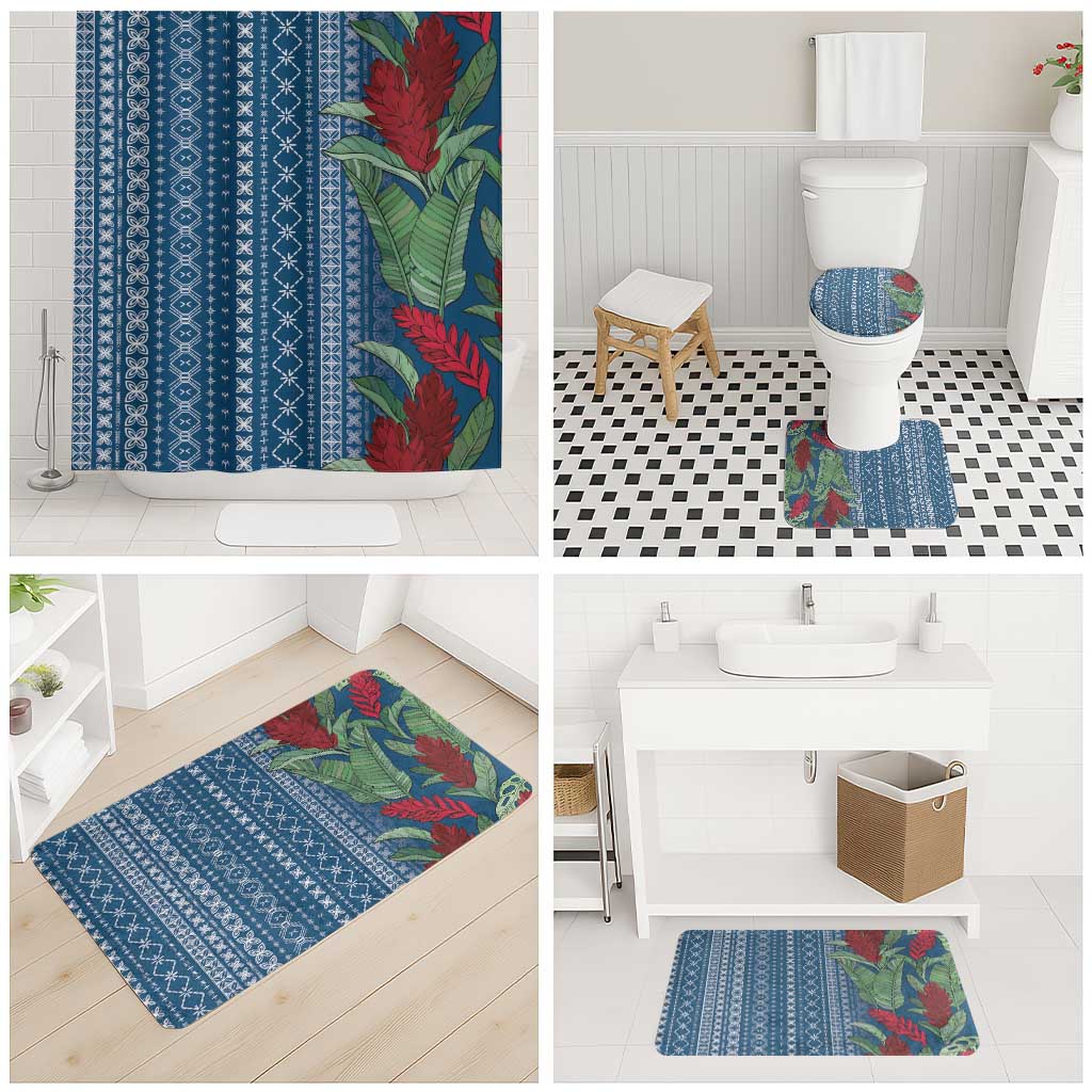Women's Day Samoa Malu Tattoo Inspired Mix Teuila Bathroom Set Royal Blue