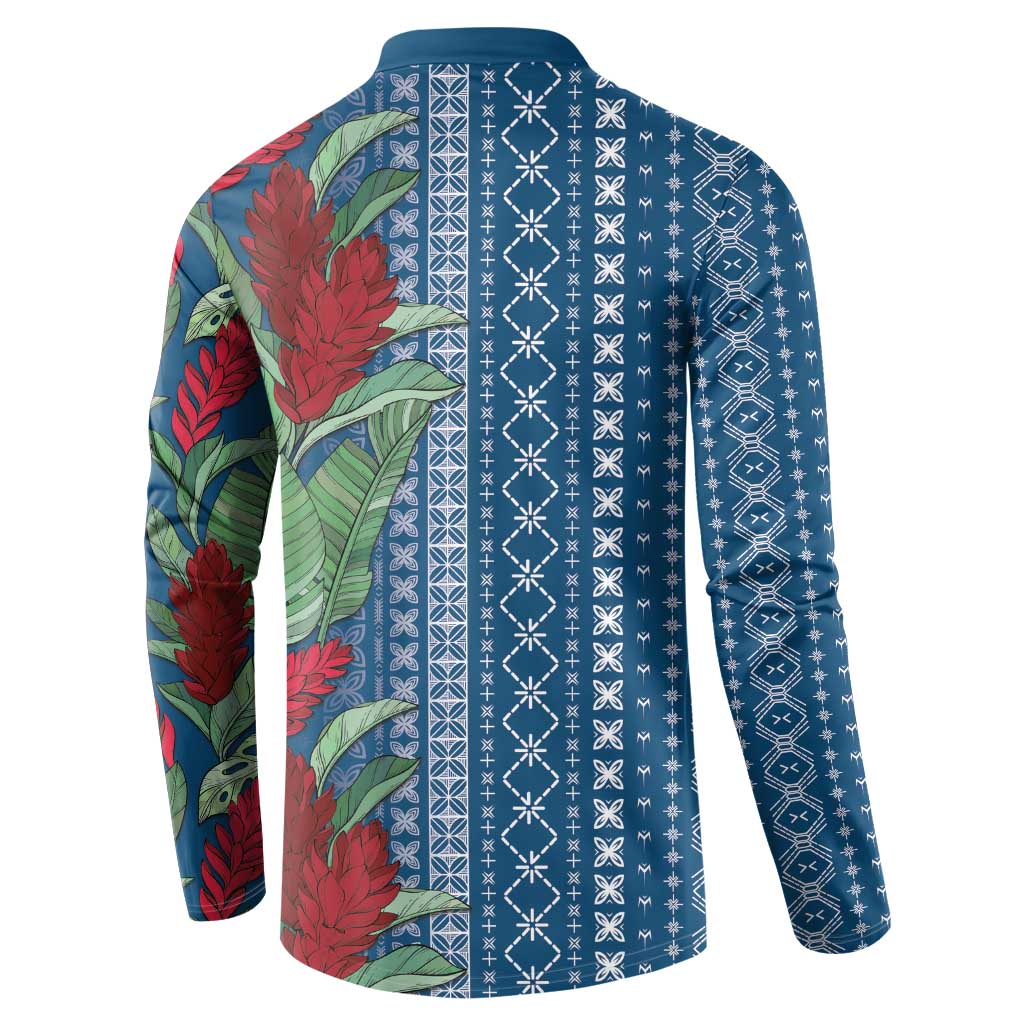 Women's Day Samoa Malu Tattoo Inspired Mix Teuila Button Sweatshirt Royal Blue