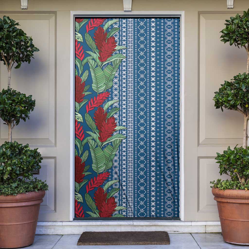 Women's Day Samoa Malu Tattoo Inspired Mix Teuila Door Cover Royal Blue LT7 Royal Blue - Polynesian Pride