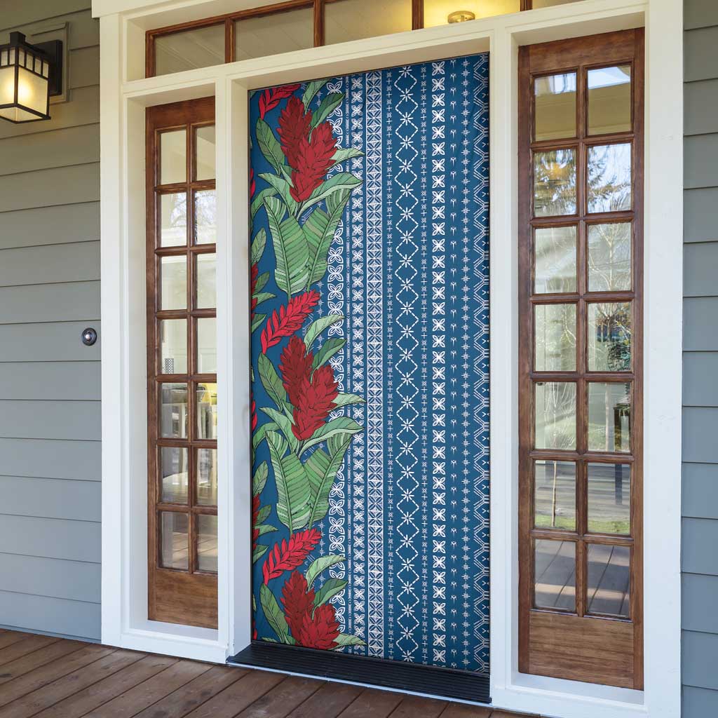Women's Day Samoa Malu Tattoo Inspired Mix Teuila Door Cover Royal Blue LT7 - Polynesian Pride