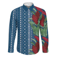 Women's Day Samoa Malu Tattoo Inspired Mix Teuila Family Matching Long Sleeve Bodycon Dress and Hawaiian Shirt Royal Blue