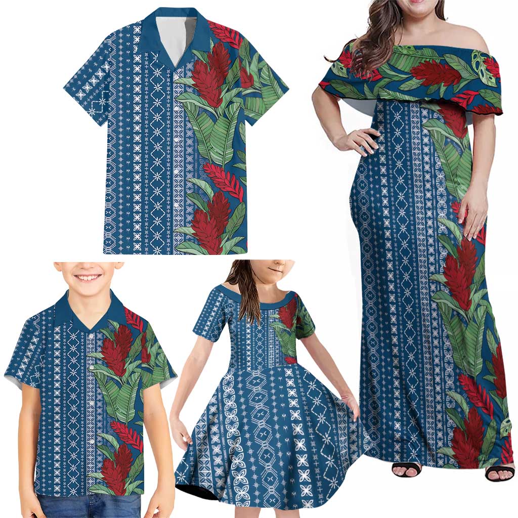 Women's Day Samoa Malu Tattoo Inspired Mix Teuila Family Matching Off Shoulder Maxi Dress and Hawaiian Shirt Royal Blue