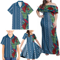 Women's Day Samoa Malu Tattoo Inspired Mix Teuila Family Matching Off Shoulder Maxi Dress and Hawaiian Shirt Royal Blue