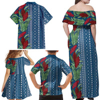 Women's Day Samoa Malu Tattoo Inspired Mix Teuila Family Matching Off Shoulder Maxi Dress and Hawaiian Shirt Royal Blue