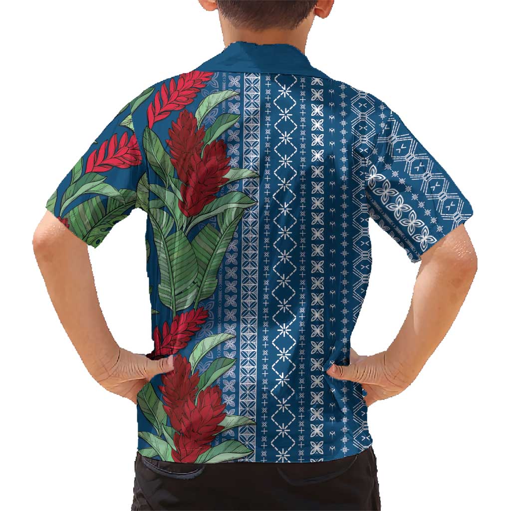 Women's Day Samoa Malu Tattoo Inspired Mix Teuila Family Matching Short Sleeve Bodycon Dress and Hawaiian Shirt Royal Blue