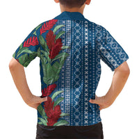 Women's Day Samoa Malu Tattoo Inspired Mix Teuila Family Matching Short Sleeve Bodycon Dress and Hawaiian Shirt Royal Blue