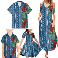 Women's Day Samoa Malu Tattoo Inspired Mix Teuila Family Matching Summer Maxi Dress and Hawaiian Shirt Royal Blue