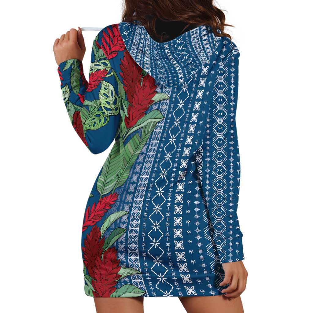 Women's Day Samoa Malu Tattoo Inspired Mix Teuila Hoodie Dress Royal Blue LT7 - Polynesian Pride