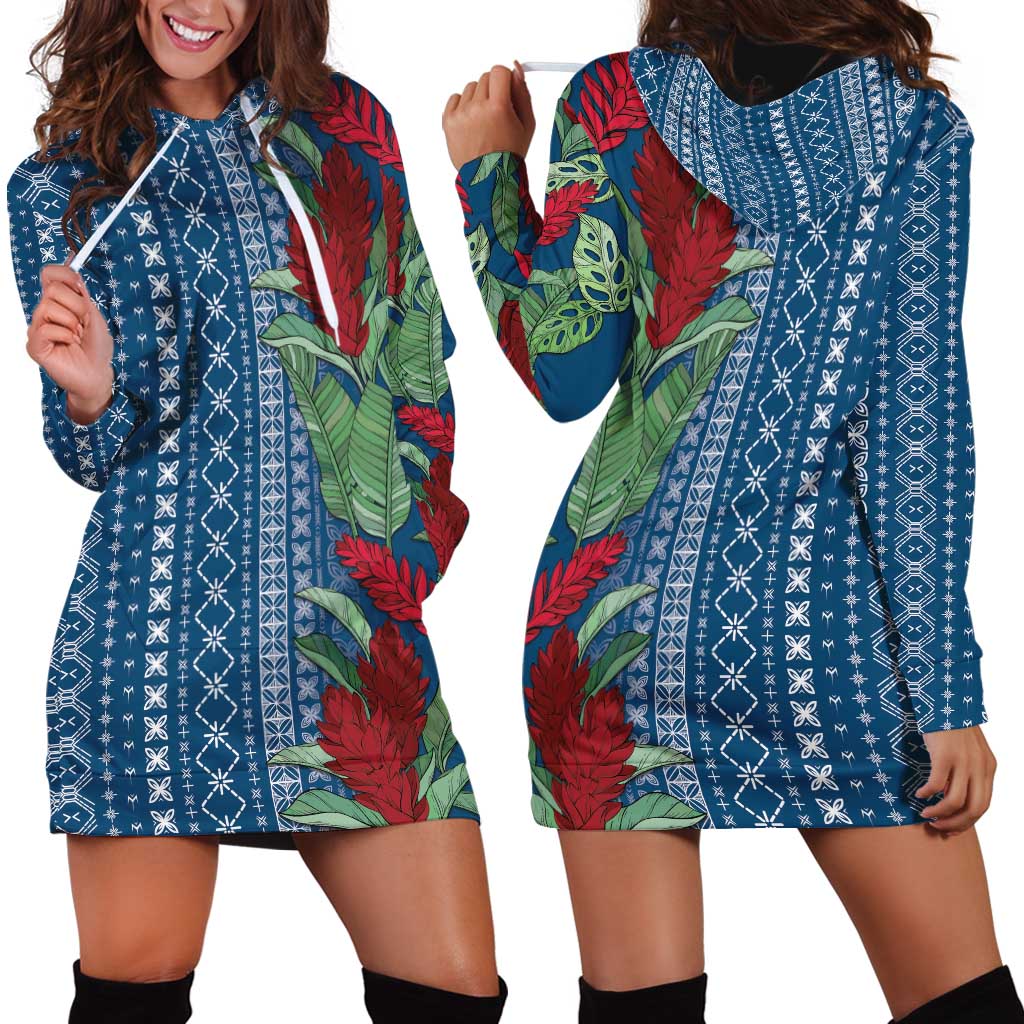 Women's Day Samoa Malu Tattoo Inspired Mix Teuila Hoodie Dress Royal Blue LT7 - Polynesian Pride