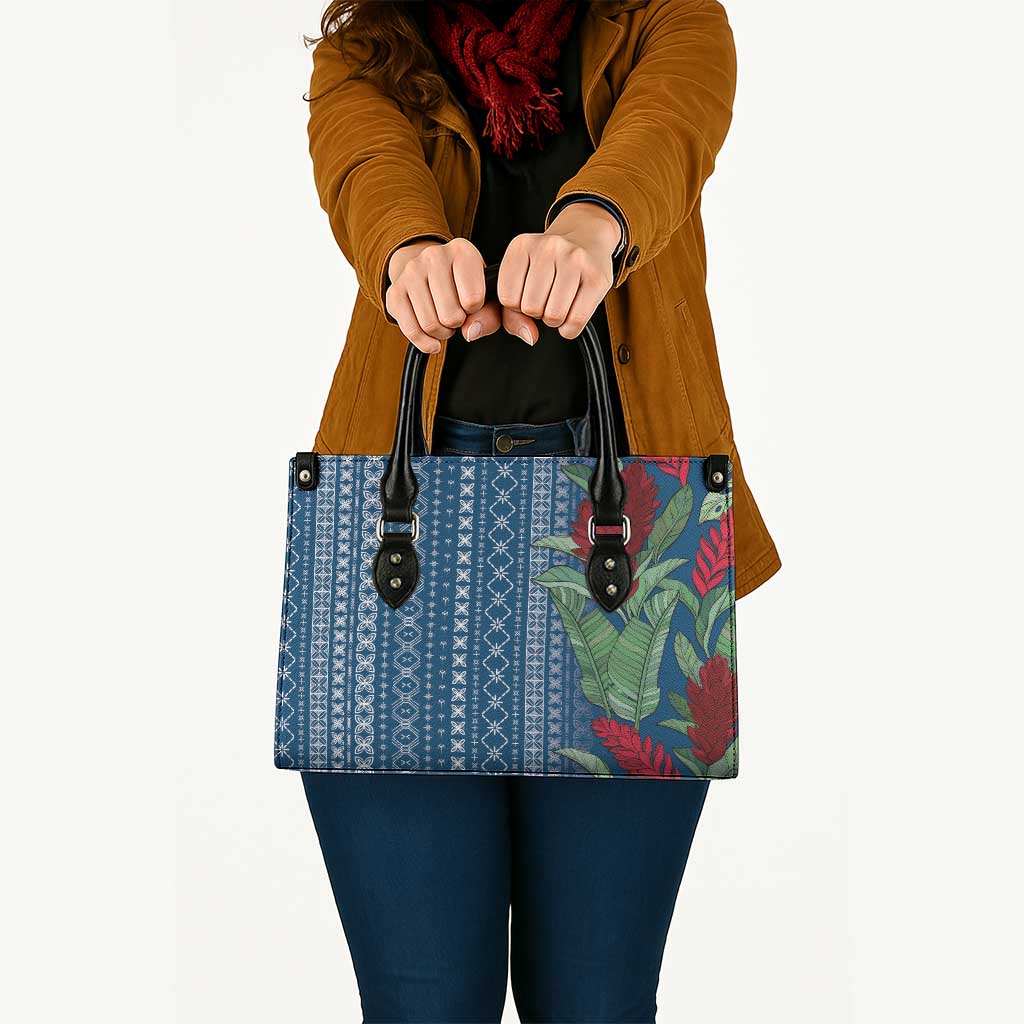 Women's Day Samoa Malu Tattoo Inspired Mix Teuila Leather Bag Royal Blue